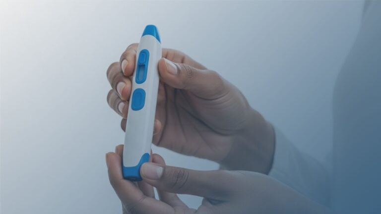 Pessoa segurando uma caneta aplicadora do medicamento Ozempic em mãos, em fundo branco.